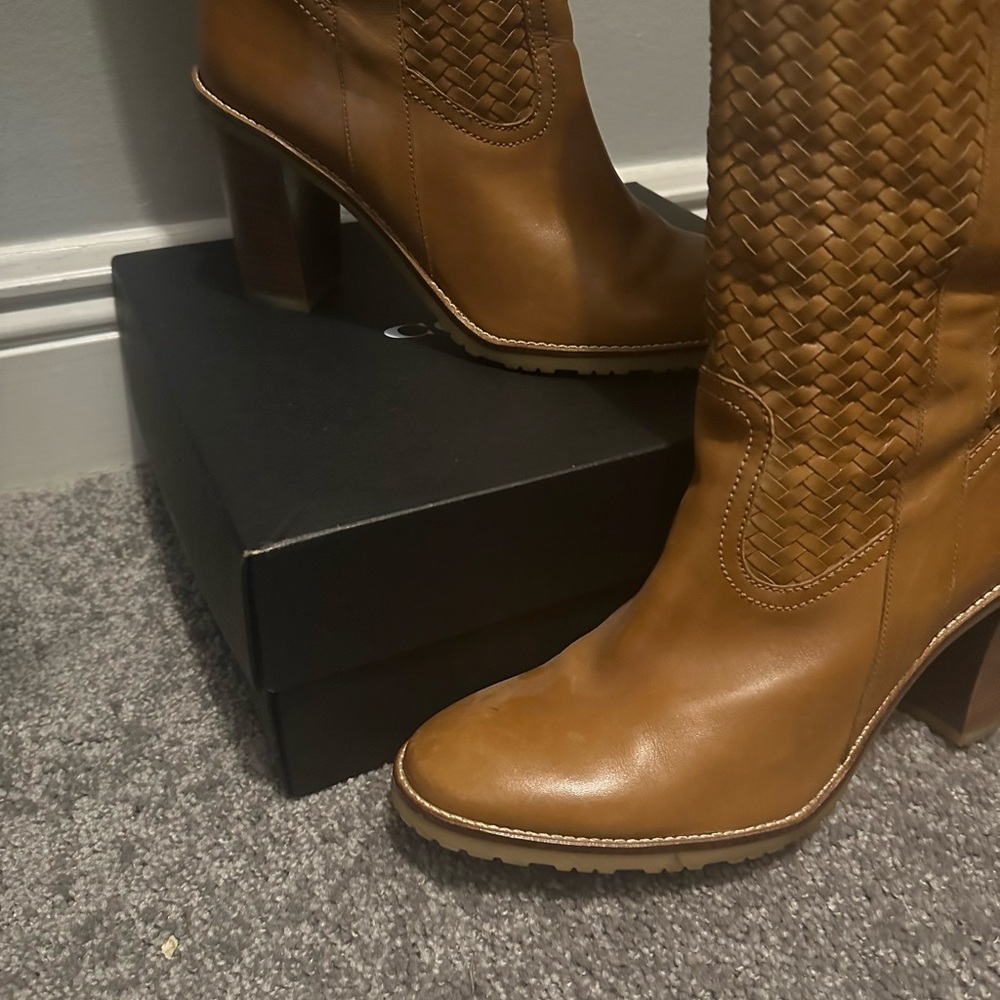 Cole Haan Brown Woven Heeled Boots